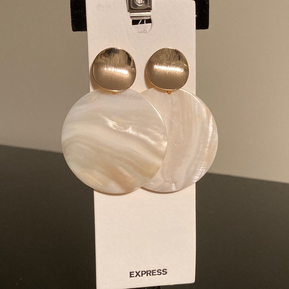 Express Gold and White Statement Earrings - Picture 1 of 1